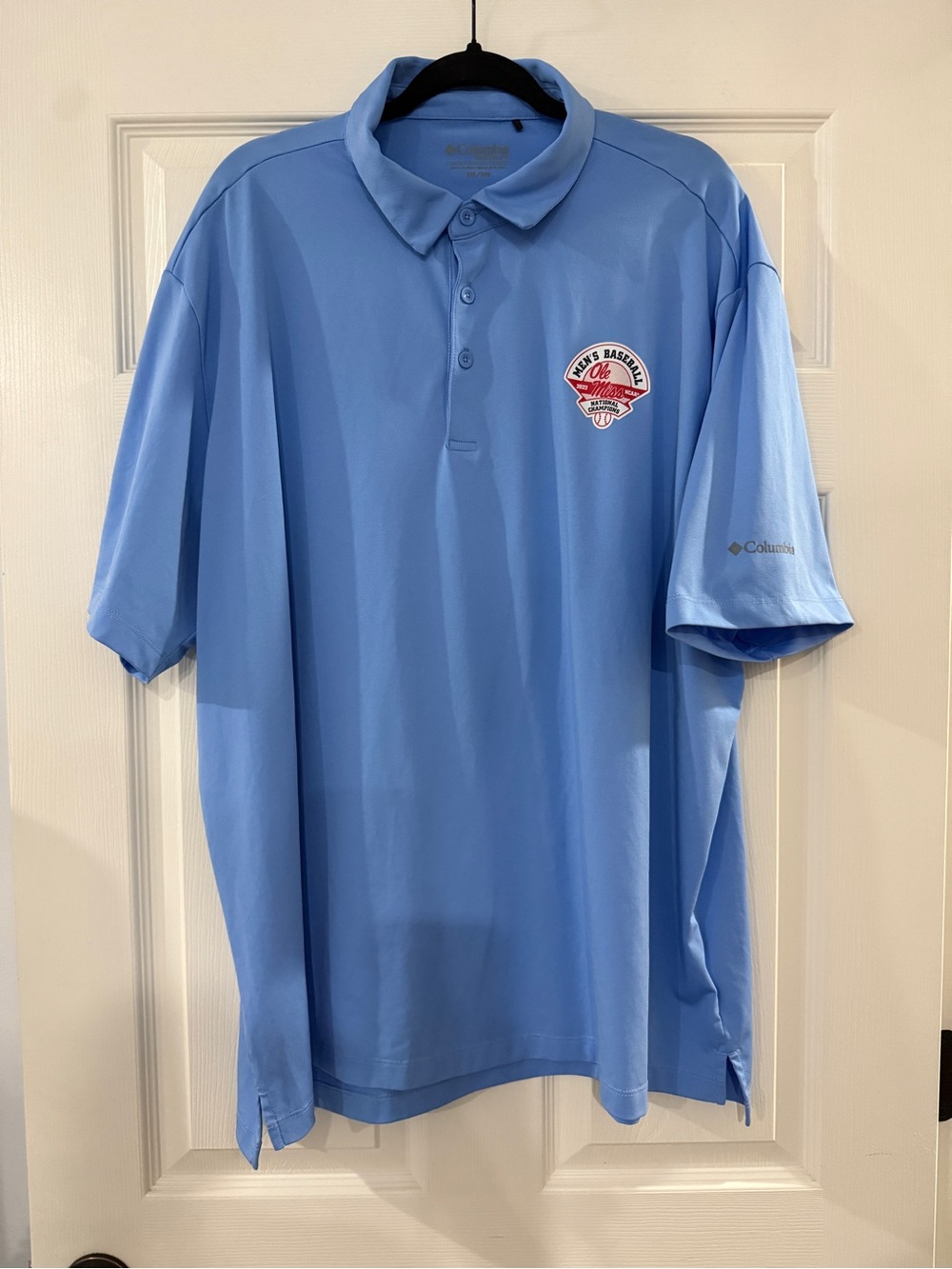 Ole Miss Columbia Light Blue Men’s Performance Polo with Chest Patch